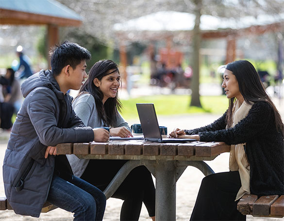 Support staff having a personal counselling with couple of students.